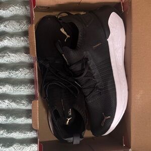 Puma Black Sneakers with White Soles